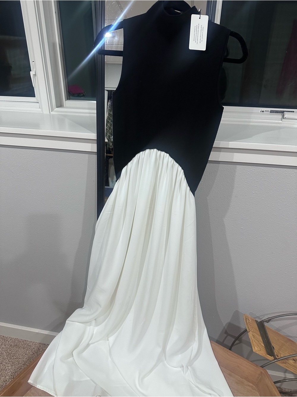 Line & Dot Black and White Sleeveless Maxi Dress